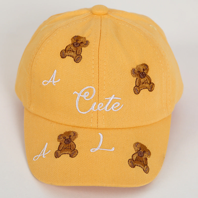 Wholesale Summer Cotton Teddy Bear Embroidered Children's Baseball Caps